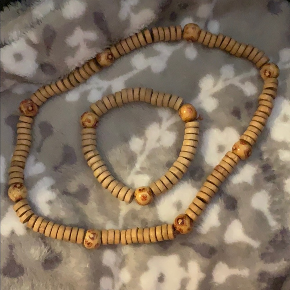 wood super flexible bracelet and necklace set
